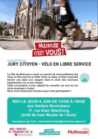 Vélo en libre service Mulhouse renouvellement &amp; concertation jury citoyen