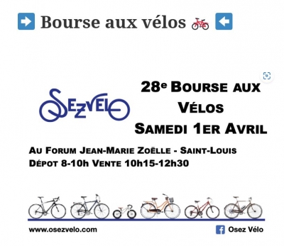 Bourse vélos &quot;Osez Vélo&quot; 1er avril à Saint-Louis
